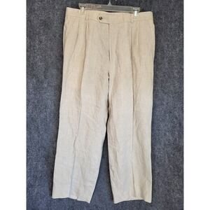 Joseph & Feiss Mens‎ Linen Dress Pants Beige Pleated Front Career Casual Size 35